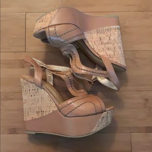 Aldo tan cork wedges